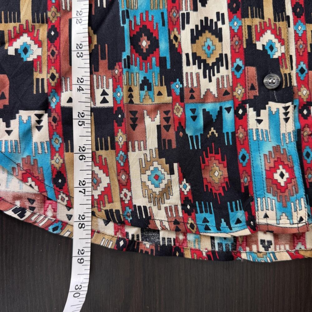 Vintage Western Shirt Womens 14 Aztec Southwestern Rayon Boho 90s Liz Claiborne - Picture 8 of 9